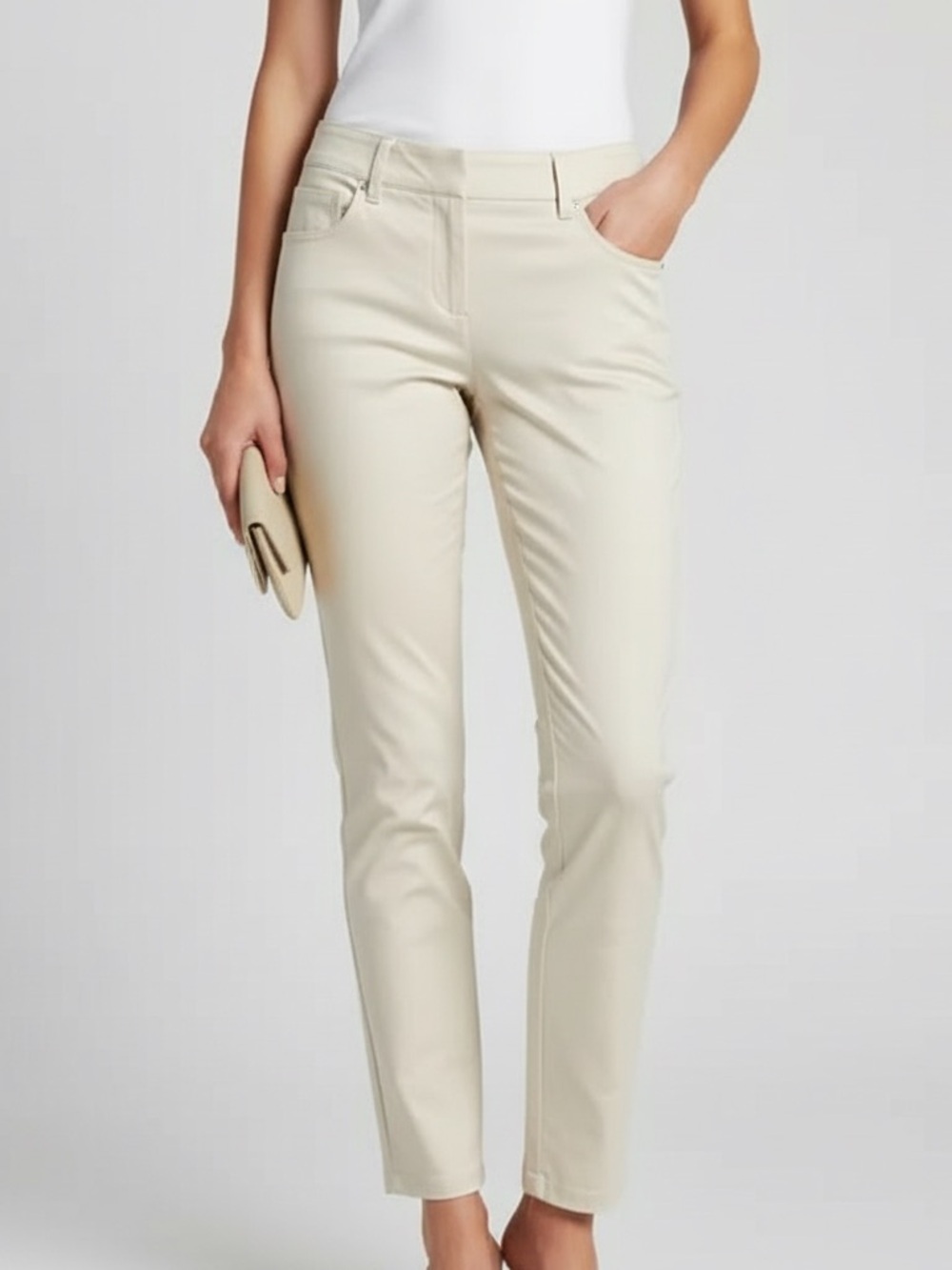 White House Black Market Perfect Form Slim Ankle Pants Beige Size 00R